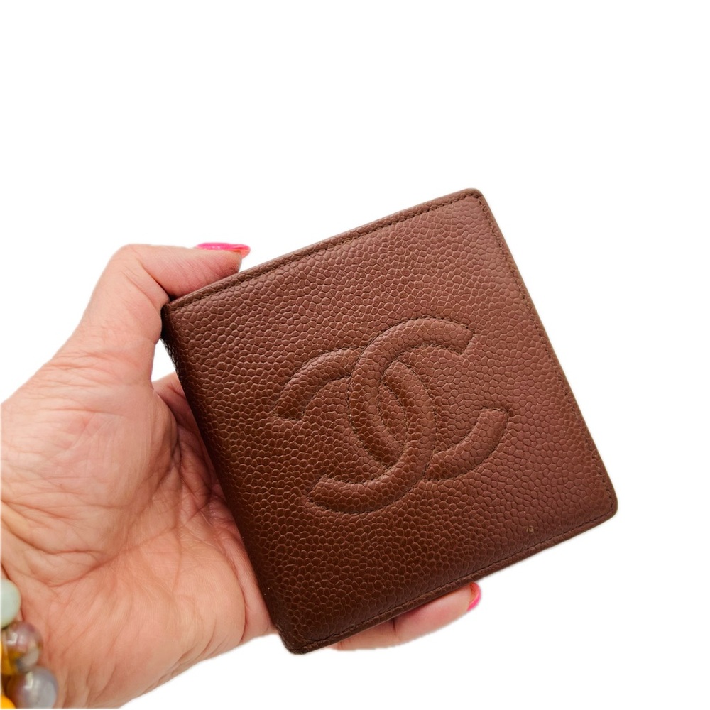 CHANEL Brown Caviar Bifold Wallet Mens Womens Unisex Vintage 1999 Authentic - Picture 16 of 16